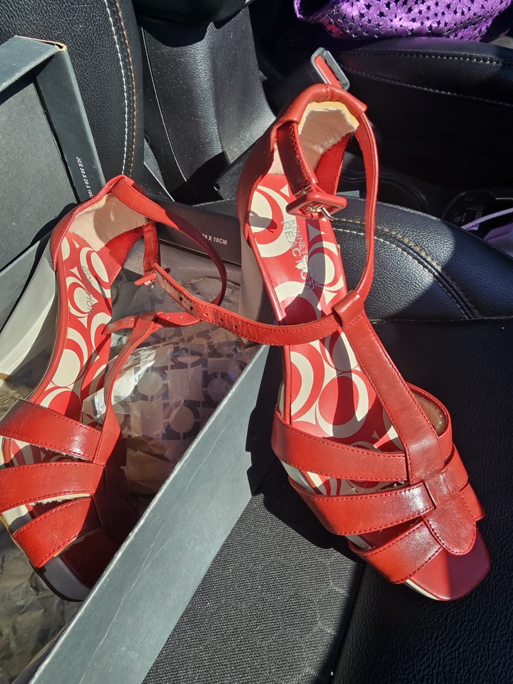 Kenneth Cole Reaction Red Strappy T‑Strap Heels